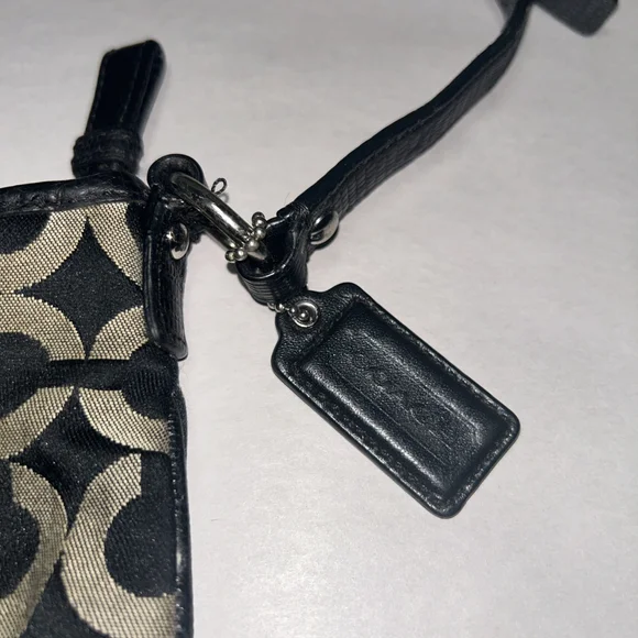 Coach Madison Crossbody Op Art Black & Gold Purse - Flawed - Picture 7 of 9